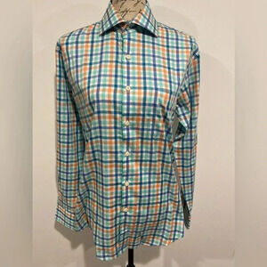 Peter Millar Crown Men's Multicolored Plaid Long Sleeve Shirt Size Small